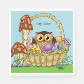 キュートなイースターバスケットフクロウ スタンダードランチョンナプキン (正面)