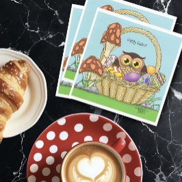 キュートなイースターバスケットフクロウ スタンダードランチョンナプキン