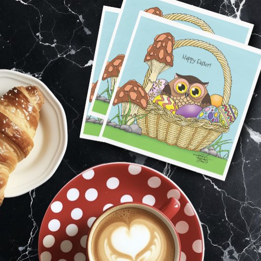 キュートなイースターバスケットフクロウ スタンダードランチョンナプキン
