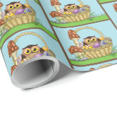 キュートなイースターバスケットフクロウ ラッピングペーパー (ロールコーナー)