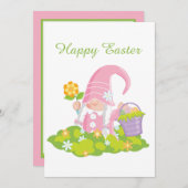 キュートなイースターバスケットフラワー格言 シーズンカード (正面/裏面)