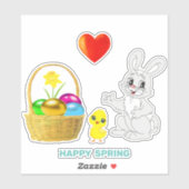 キュートなイースターバニーとイースターエッグ シール (シート)