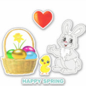 キュートなイースターバニーとイースターエッグ シール (正面)