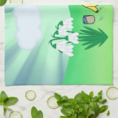 キュートなイースターバニーとシックな着色イースターエッグ キッチンタオル (折り畳み)