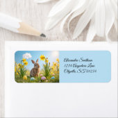 キュートなイースターバニーとダッフォジル ラベル (インサイチュ)