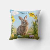 キュートなイースターバニーとダッフォディル クッション (裏面)