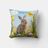 キュートなイースターバニーとダッフォディル クッション (正面)
