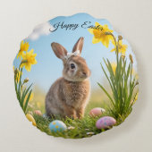 キュートなイースターバニーとダッフォディル ラウンドクッション (裏面)