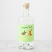 キュートなイースターバニーとダフォジルカスタムズ酒のボー リキュールボトルラベル (正面)