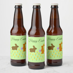 キュートなイースターバニーとダフォジルカスタム ビールラベル