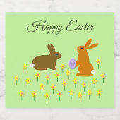 キュートなイースターバニーとダフォジルカスタム ビールラベル (シングルラベル)