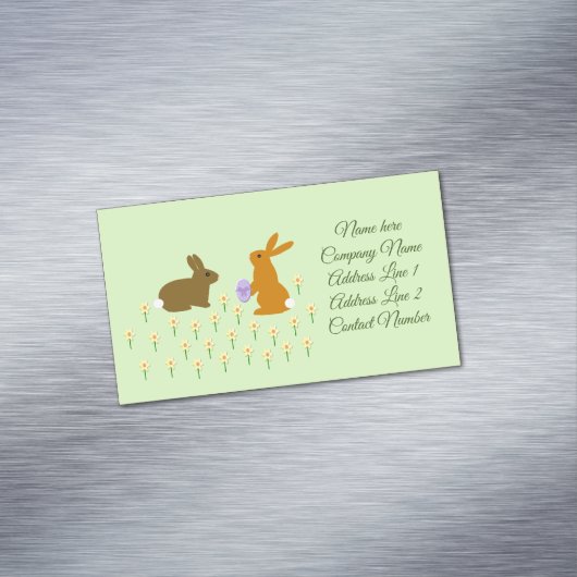 キュートなイースターバニーとダフォジルカスタム マグネット名刺 (インサイチュ)