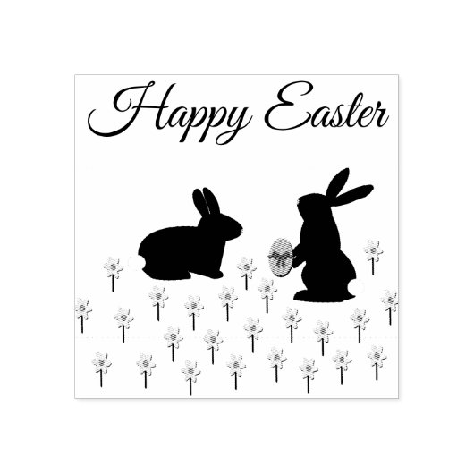 キュートなイースターバニーとダフォジルカスタム ラバースタンプ (インプリント)