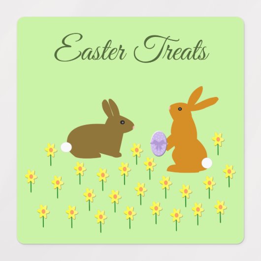 キュートなイースターバニーとダフォジルカスタム ラベル (デザイン1)