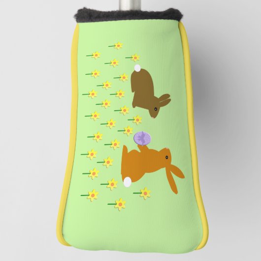 キュートなイースターバニーとダフォジル ゴルフヘッドカバー (回転90)