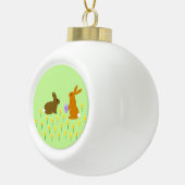 キュートなイースターバニーとダフォジル セラミックボールオーナメント (右)