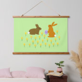 キュートなイースターバニーとダフォジル 吊り下げ型タペストリー (寝室)