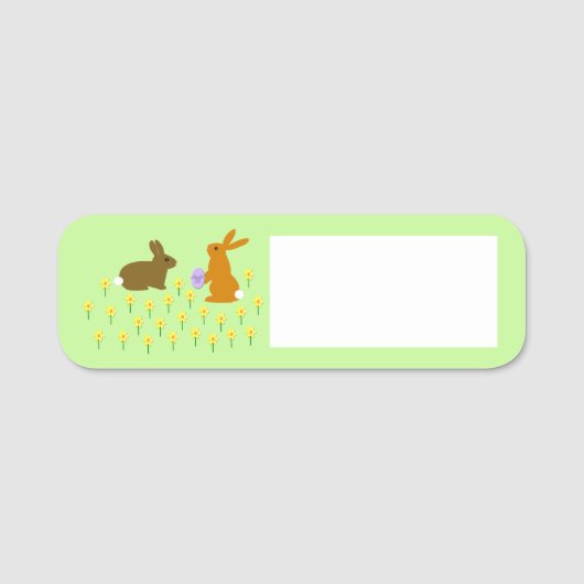 キュートなイースターバニーとダフォジル 名札 (正面)