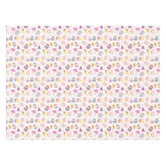 キュートなイースターバニーとチックスのパターンのテーブルクロス テーブルクロス (正面(横))