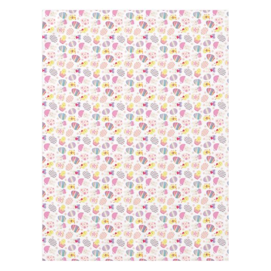 キュートなイースターバニーとチックスのパターンのテーブルクロス テーブルクロス (正面)