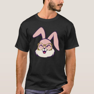 キュートなイースターバニーとチーターグラスのイースターウォーム Tシャツ