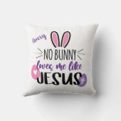 キュートなイースターバニーの卵イエスが私を愛パーソナライズされたす クッション (裏面)