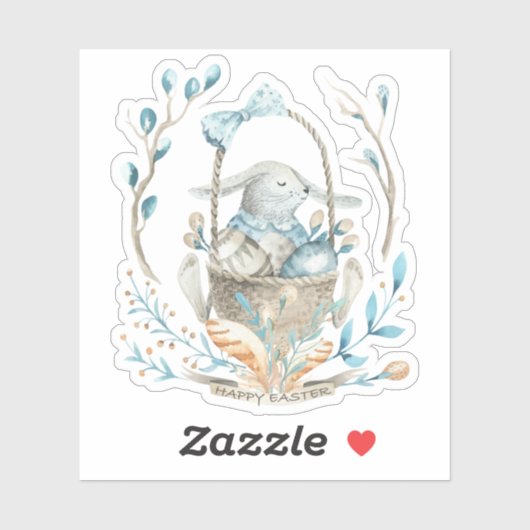 キュートなイースターバニーの春の花バスケット シール (シート)