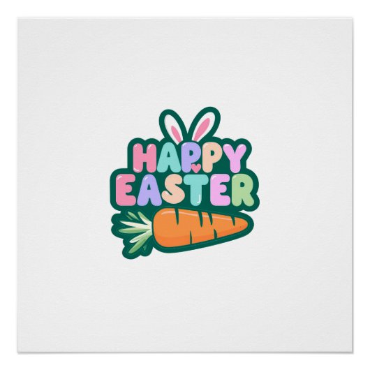 キュートなイースターバニーの気分を前向き求める ポスター (正面)