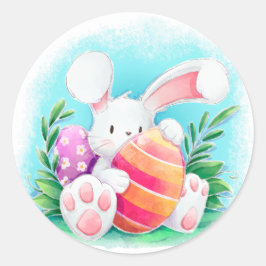 キュートなイースターバニーの水色 |シール ラウンドシール