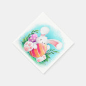 キュートなイースターバニーの水色 | 紙ナプキン スタンダードカクテルナプキン (角)