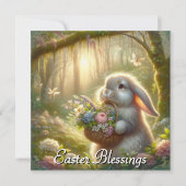 キュートなイースターバニーの花かご シーズンカード (正面)