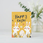 キュートなイースターバニーイエローポストカード シーズンポストカード (スタンド正面)