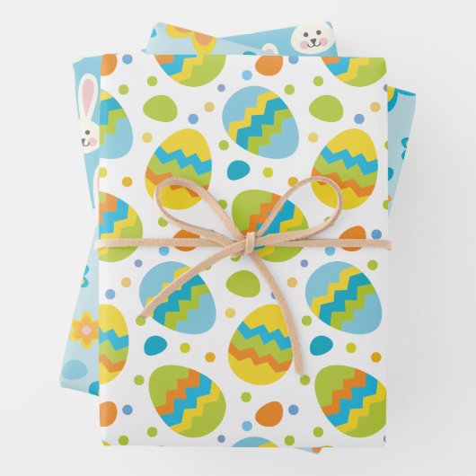 キュートなイースターバニーエッグの花 ラッピングペーパーシート (インサイチュ)