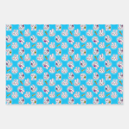 キュートなイースターバニーパターン ラッピングペーパーシート