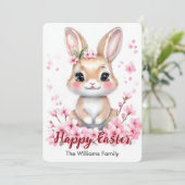 キュートなイースターバニーピンクの花 シーズンカード (スタンド正面)