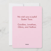 キュートなイースターバニーピンクの花 シーズンカード (裏面)