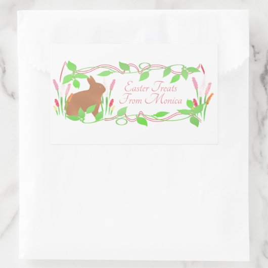 キュートなイースターバニーフレーム 長方形シール (バッグ)