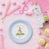 キュートなイースターバニーブルー&ホワイト ペーパープレート (パーティー)