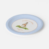 キュートなイースターバニーブルー&ホワイト ペーパープレート (アングル)