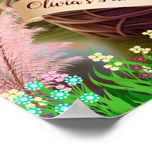 キュートなイースターバニーラビットパーソナライズされたアート ポスター (角)