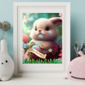 キュートなイースターバニーラビットパーソナライズされたアート ポスター