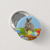 キュートなイースターバニー前向きムボタン 缶バッジ (正面&裏面)