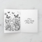 キュートなイースターバニー | 内側の色付けページ カード (内部)