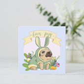 キュートなイースターパグ 招待状 (スタンド正面)