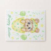 キュートなイースターベアのムード前向きポスター ジグソーパズル (横)