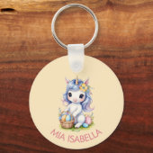 キュートなイースターユニコーンキーチェーン キーホルダー (正面)