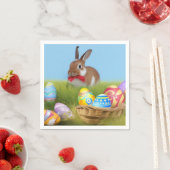 キュートなイースター前向きバニー スタンダードカクテルナプキン (インサイチュ)
