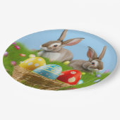 キュートなイースター前向きバニー ペーパープレート (アングル)