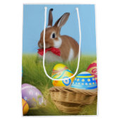 キュートなイースター前向きバニー ミディアムペーパーバッグ (裏面)