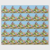 キュートなイースター前向きバニー ラッピングペーパー (フラット)